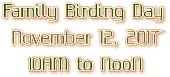 Family Birding Day November 12, 2017 10AM to NooN